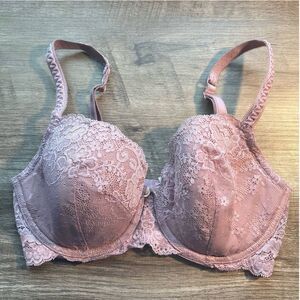 Vtg Victoria's Secret Blush Mauve Lined demi 34 DD   bra